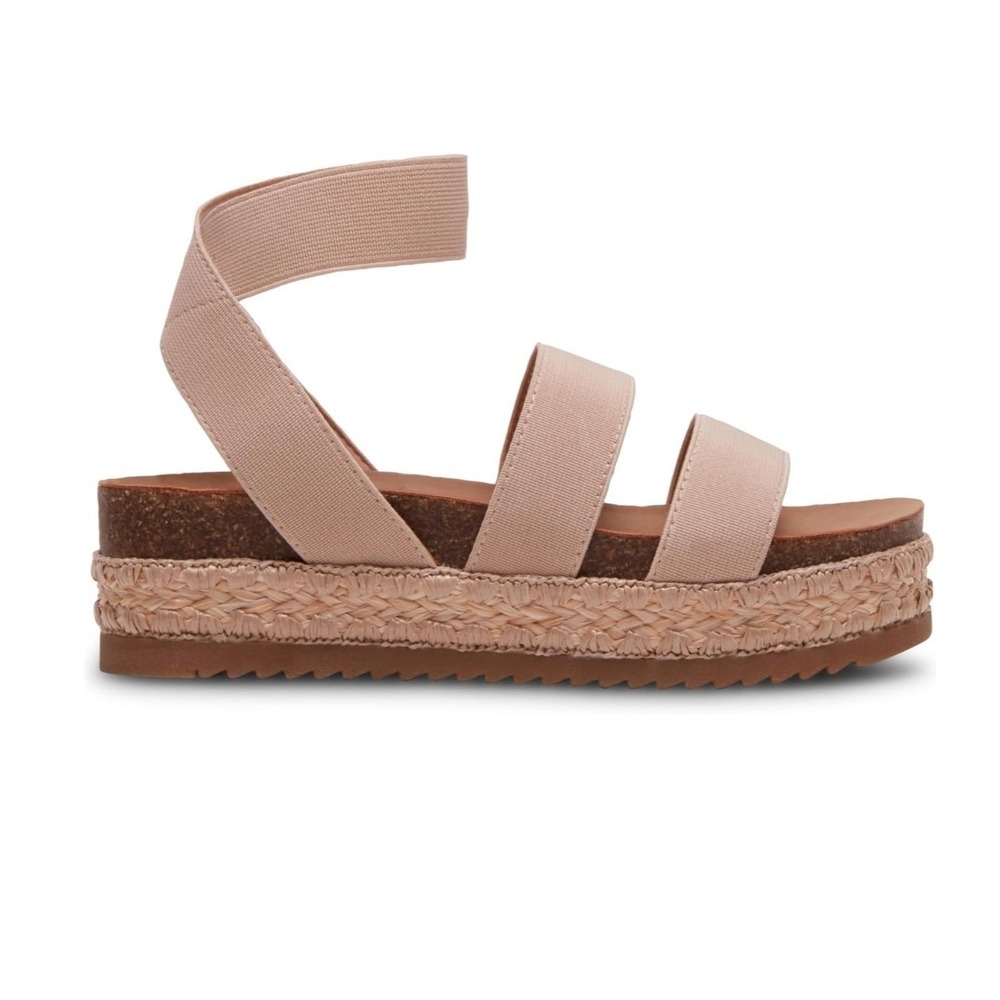 Steve Madden Platform Sandals Women 8 Tan Elastic Espadrille Boho NWOT